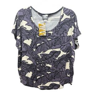 Manuhealii Made In Hawaii Banana Leaves Tropical Print Knit Top XS